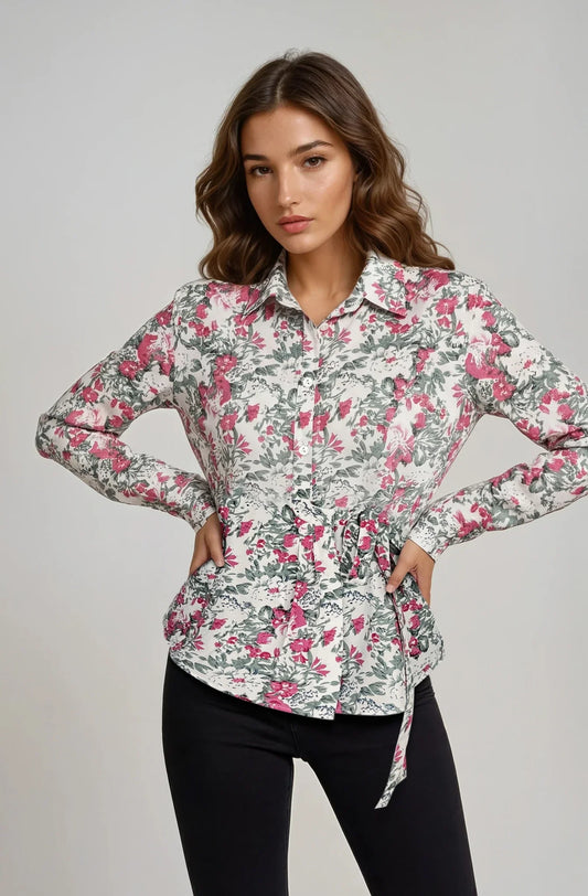 Rosé Garden Tie-Waist Shirt