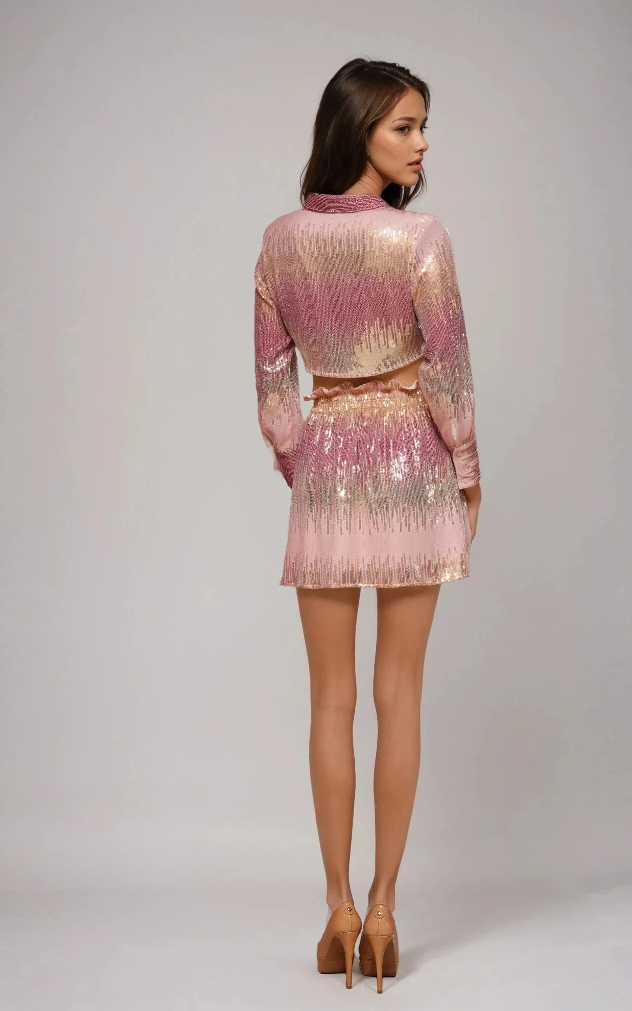 Ombre Sequin Georgette Top