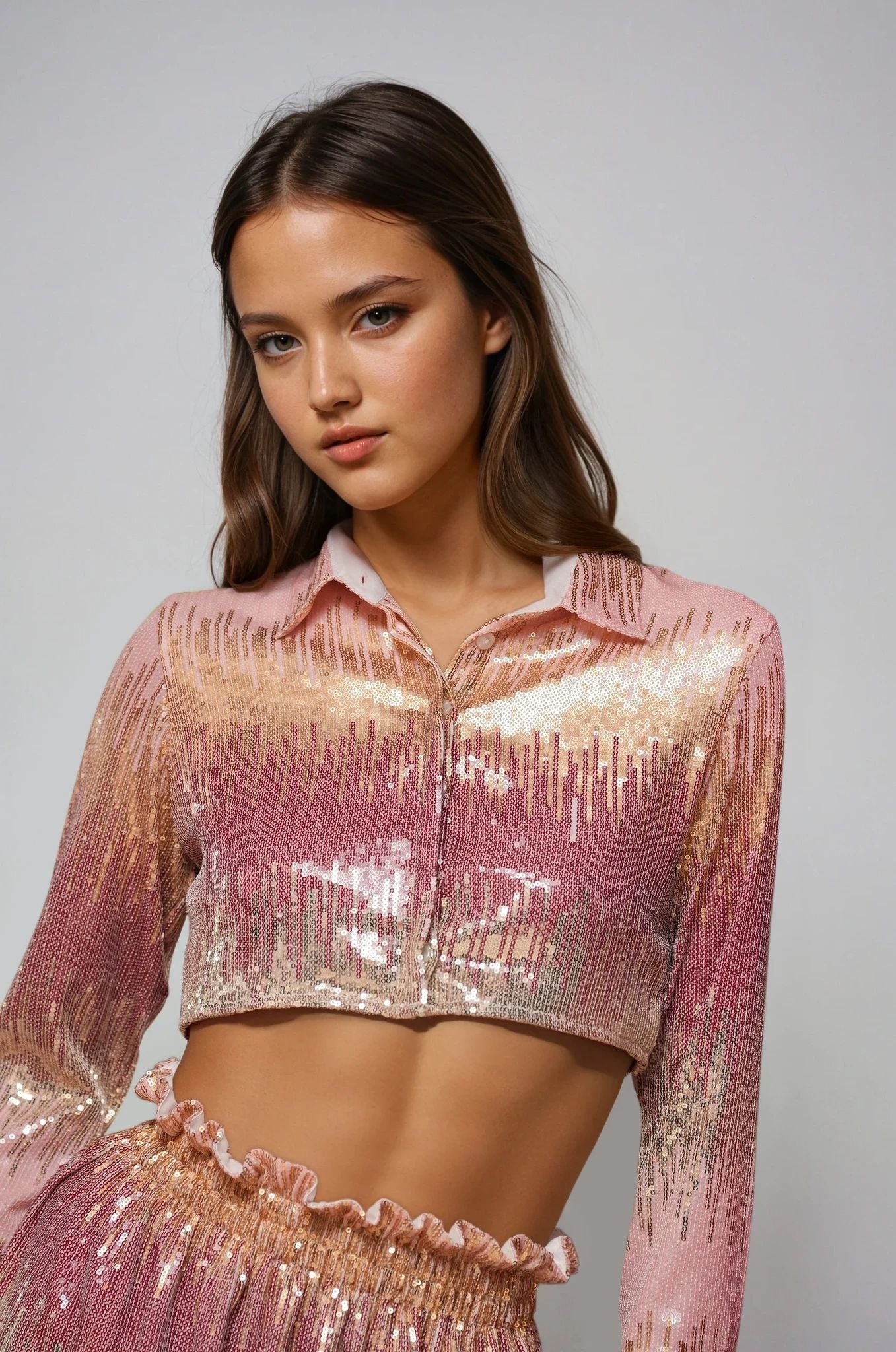 Ombre Sequin Georgette Top
