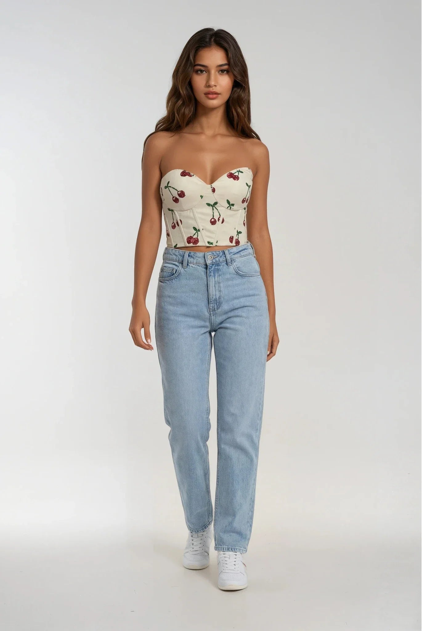 Cherry Pop Twill Corset Top