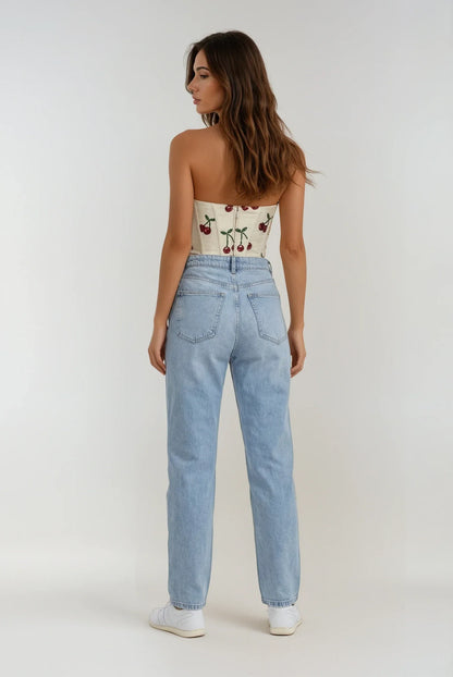 Cherry Pop Twill Corset Top
