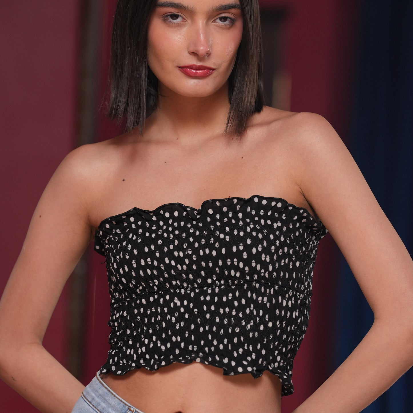 Polka Dot Smocked Tube Top