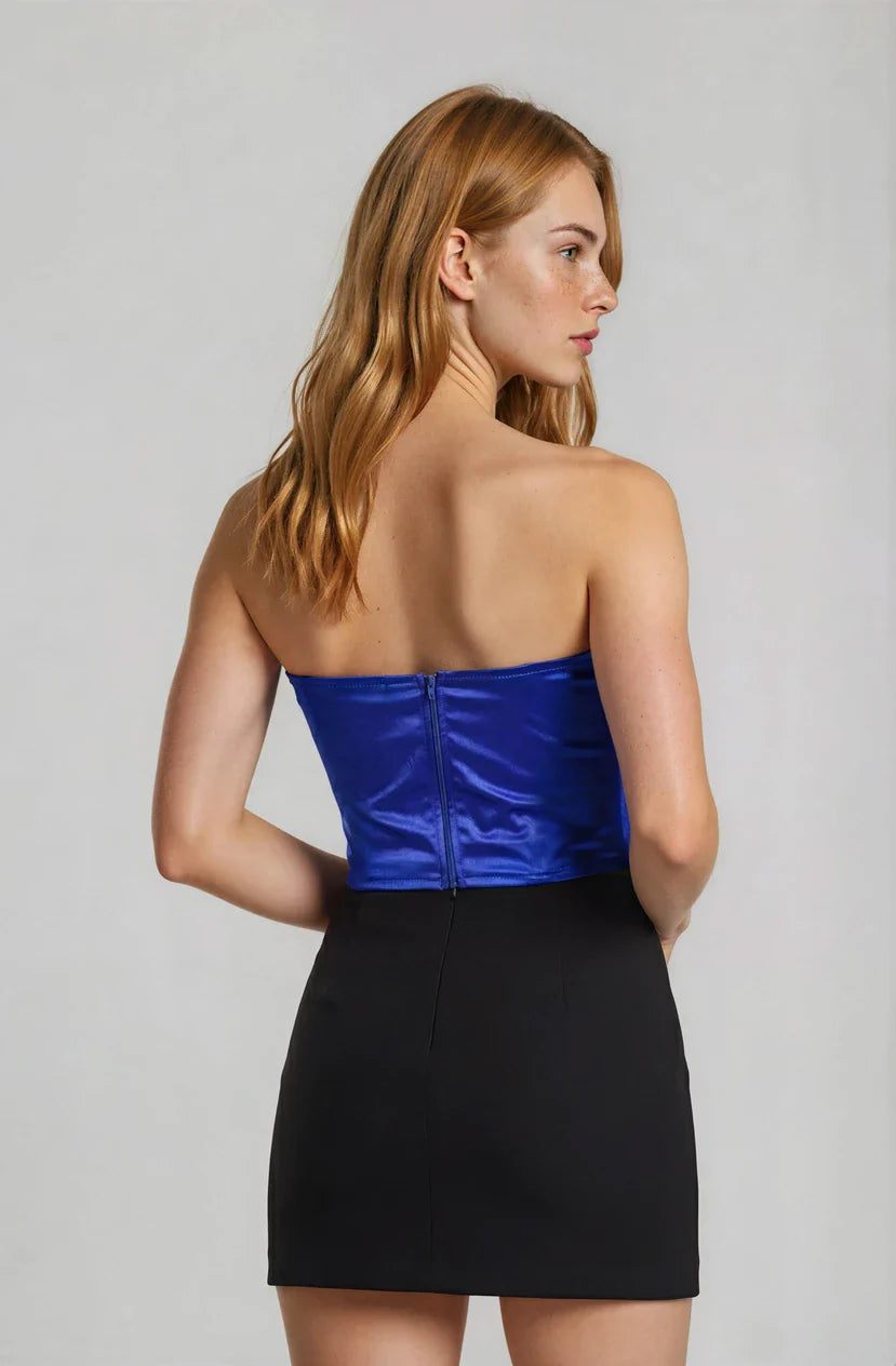 Cobalt Satin Corset Top